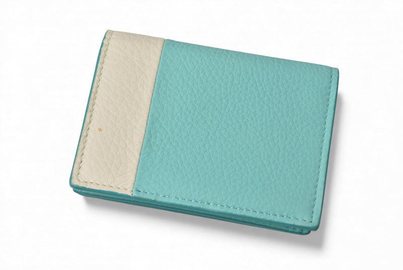 ティファニー カードケース/コインケース/ミニ財布 Tiffany&co. ヴァーティカルフォールド ティファニーブルー/クリーム【中古】