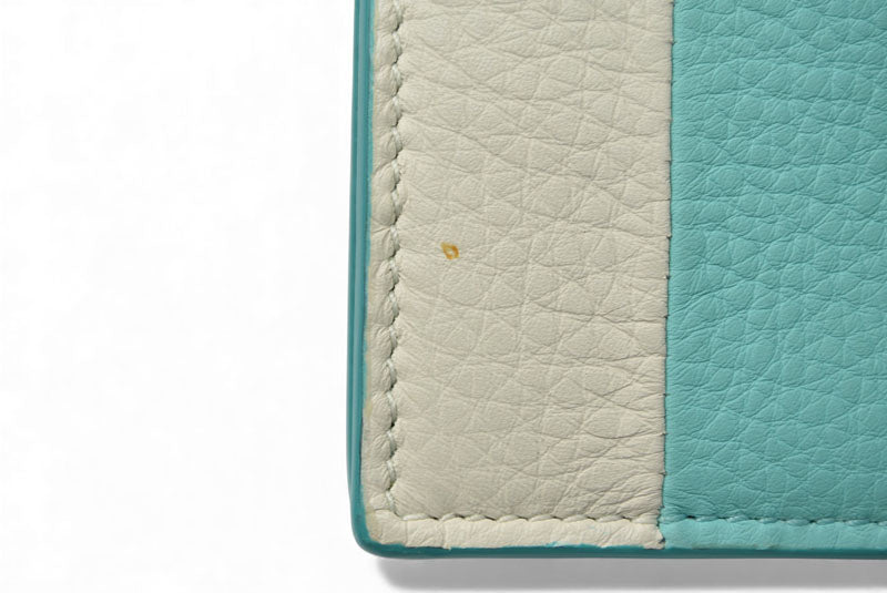 ティファニー カードケース/コインケース/ミニ財布 Tiffany&co. ヴァーティカルフォールド ティファニーブルー/クリーム【中古】