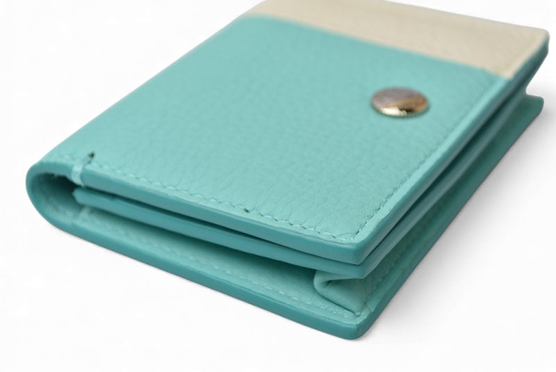 ティファニー カードケース/コインケース/ミニ財布 Tiffany&co. ヴァーティカルフォールド ティファニーブルー/クリーム【中古】