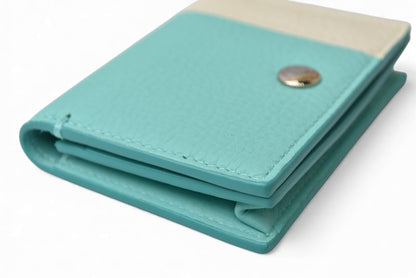 ティファニー カードケース/コインケース/ミニ財布 Tiffany&co. ヴァーティカルフォールド ティファニーブルー/クリーム【中古】