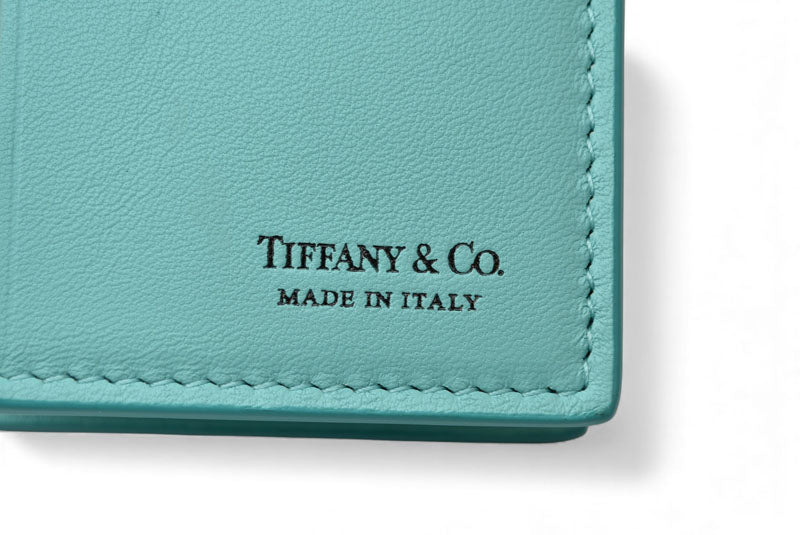 ティファニー カードケース/コインケース/ミニ財布 Tiffany&co. ヴァーティカルフォールド ティファニーブルー/クリーム【中古】