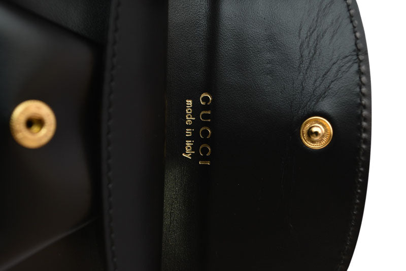 グッチ コインケース/小銭入れ GUCCI 財布 ヴィンテージ レザー ブラック 030 2091【中古】