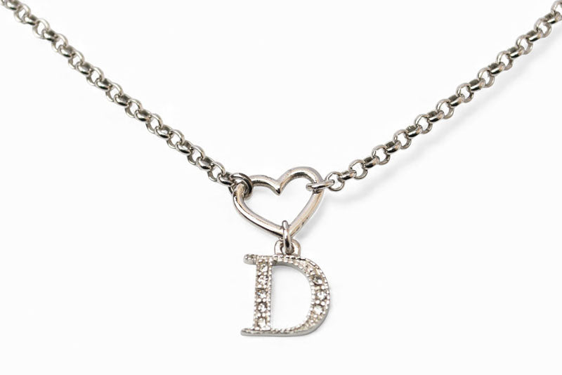 クリスチャンディオール ネックレス Christian Dior ロゴ/ハート/シルバー ラインストーン【中古】