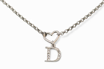 クリスチャンディオール ネックレス Christian Dior ロゴ/ハート/シルバー ラインストーン【中古】