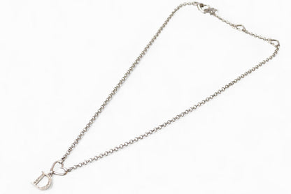 クリスチャンディオール ネックレス Christian Dior ロゴ/ハート/シルバー ラインストーン【中古】