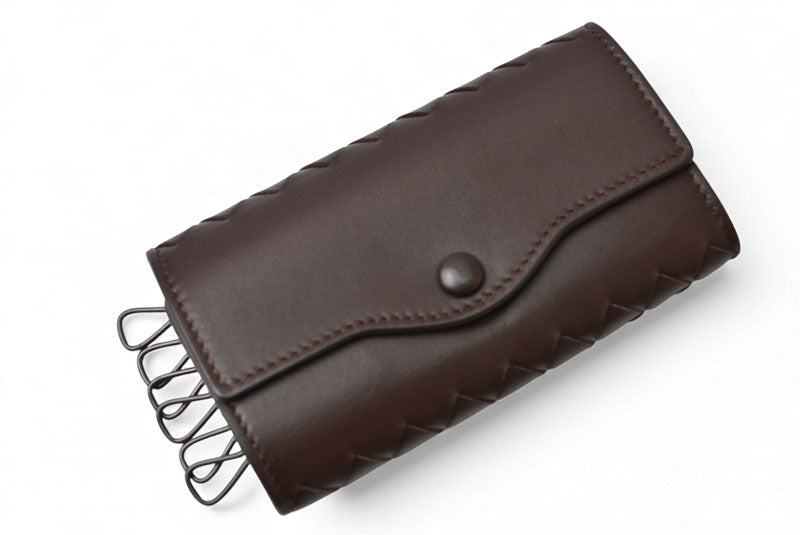 ボッテガヴェネタ キーケース/キーリング BOTTEGA VENETA 6連 イントレチャート ナッパ ダークブラウン【中古】