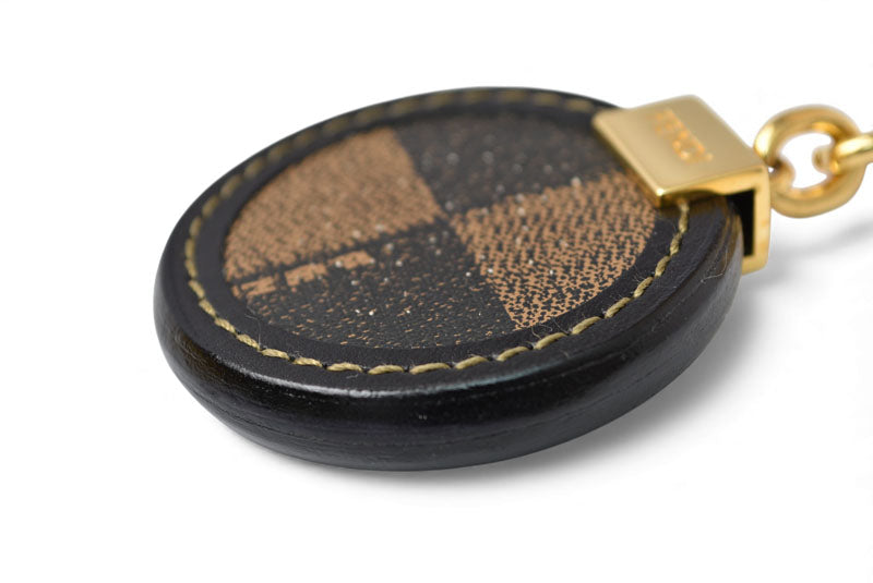 フェンディ キーリング/キーホルダー/バッグチャーム FENDI サークル ブラック/ブラウン【中古】