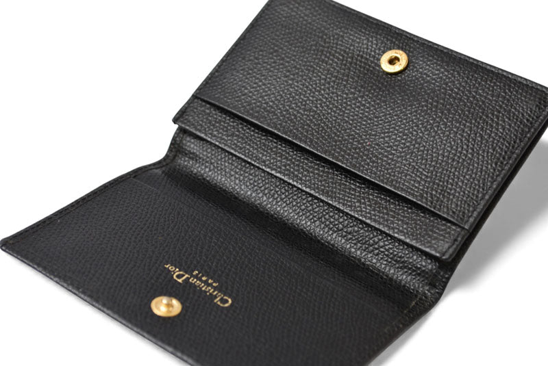 クリスチャンディオール カードケース/名刺入れ Christian Dior ヴィンテージ レザー ブラック【中古】