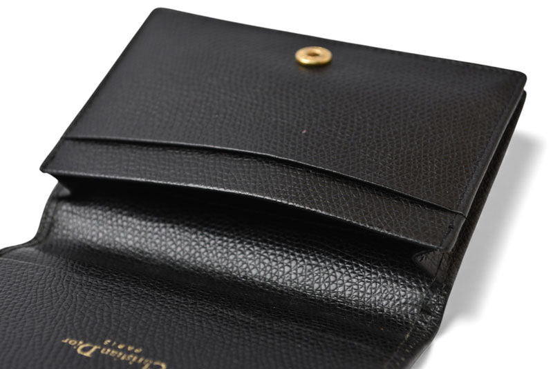 クリスチャンディオール カードケース/名刺入れ Christian Dior ヴィンテージ レザー ブラック【中古】