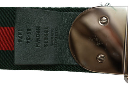グッチ ベルト サイズ85 メンズ/レディース GUCCI シェリーライン グリーン/レッド シルバー金具 189812 Dリングバックル【中古】