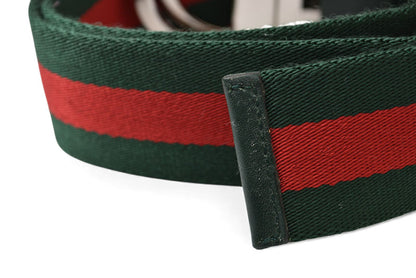 グッチ ベルト サイズ85 メンズ/レディース GUCCI シェリーライン グリーン/レッド シルバー金具 189812 Dリングバックル【中古】