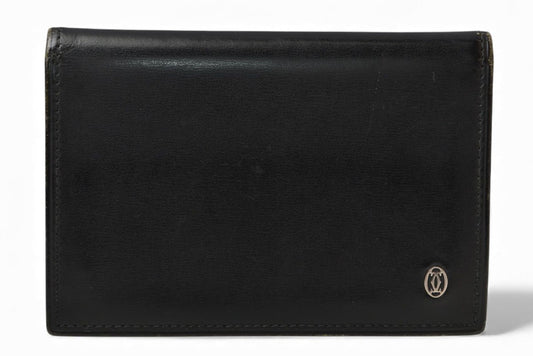 カルティエ カードケース/名刺入れ/パスケース Cartier パシャ パスケース カーフ レザー ブラック シルバー金具 L3000132【中古】