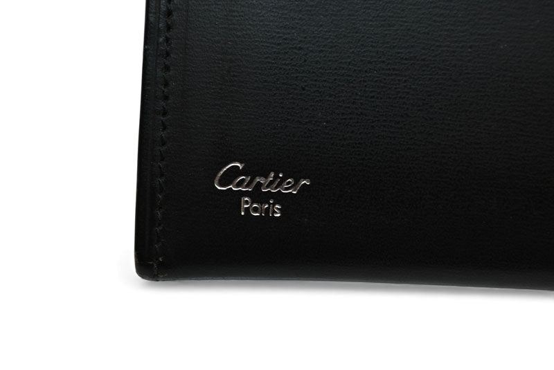 カルティエ カードケース/名刺入れ/パスケース Cartier パシャ パスケース カーフ レザー ブラック シルバー金具 L3000132【中古】