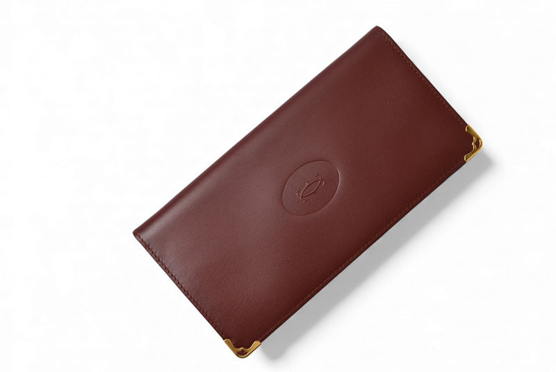 カルティエ 財布 メンズ Cartier 長財布 レザー マスト ドゥ カルティエ ボルドー L3000003【中古】