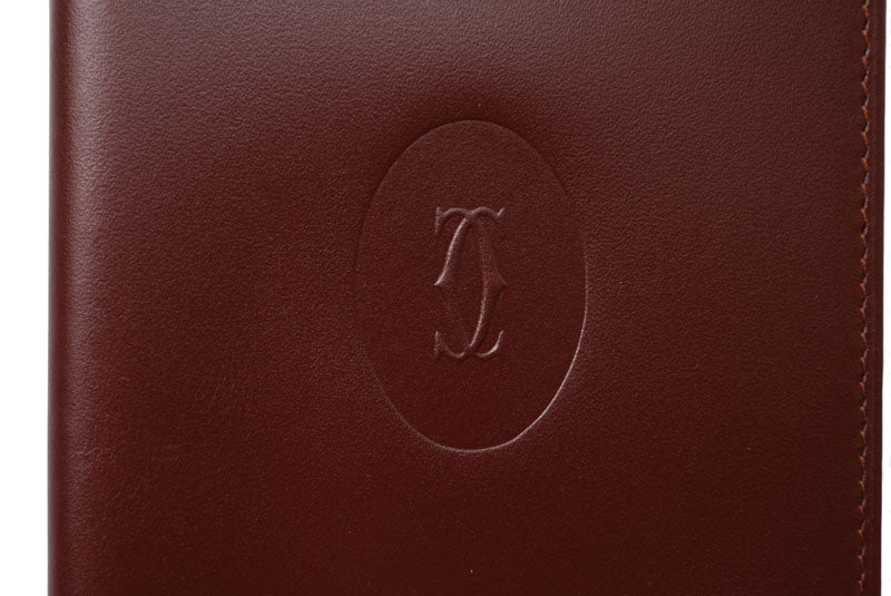 カルティエ 財布 メンズ Cartier 長財布 レザー マスト ドゥ カルティエ ボルドー L3000003【中古】