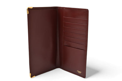 カルティエ 財布 メンズ Cartier 長財布 レザー マスト ドゥ カルティエ ボルドー L3000003【中古】