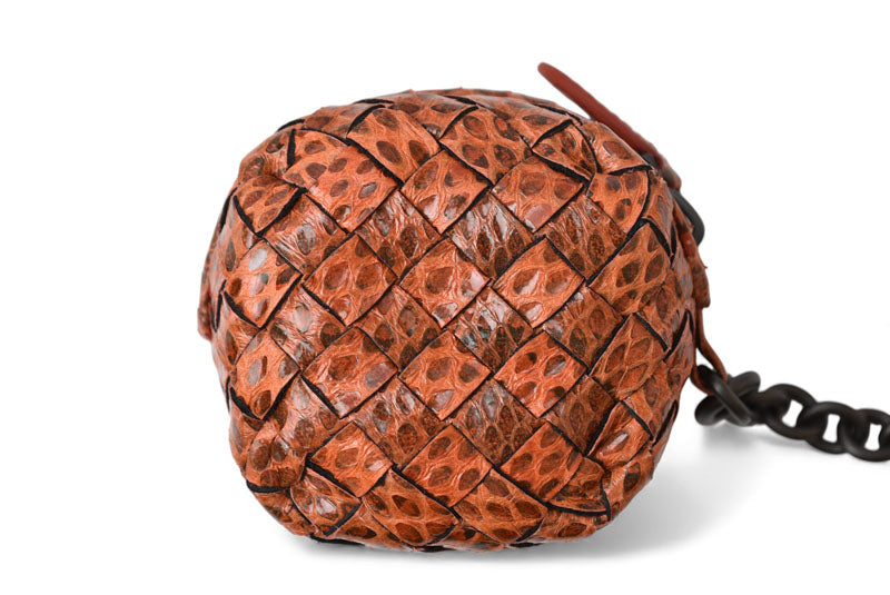 ボッテガヴェネタ キーホルダー/コインケース/ミニポーチ BOTTEGA VENETA イントレチャート 474569 VT201 6542 オレンジ系 スネーク柄