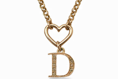 クリスチャンディオール ネックレス Christian Dior ロゴ/ハート/ゴールド ラインストーン【中古】