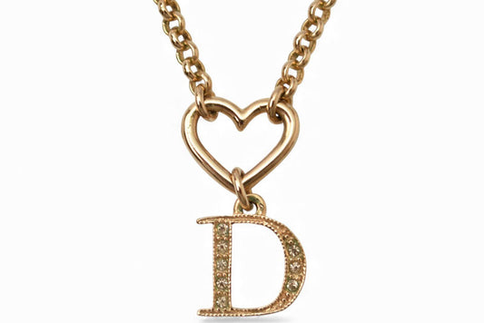 クリスチャンディオール ネックレス Christian Dior ロゴ/ハート/ゴールド ラインストーン【中古】