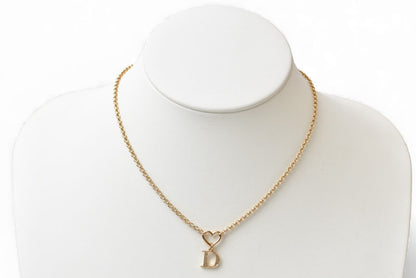 クリスチャンディオール ネックレス Christian Dior ロゴ/ハート/ゴールド ラインストーン【中古】