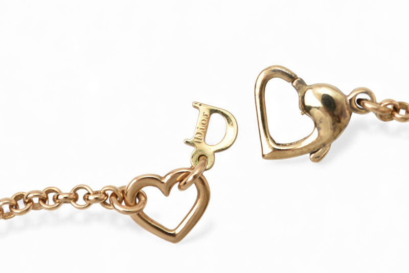クリスチャンディオール ネックレス Christian Dior ロゴ/ハート/ゴールド ラインストーン【中古】