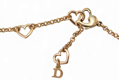 クリスチャンディオール ネックレス Christian Dior ロゴ/ハート/ゴールド ラインストーン【中古】