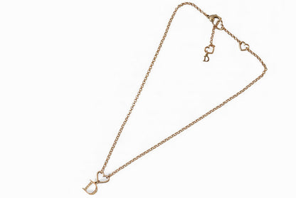 クリスチャンディオール ネックレス Christian Dior ロゴ/ハート/ゴールド ラインストーン【中古】