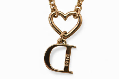 クリスチャンディオール ネックレス Christian Dior ロゴ/ハート/ゴールド ラインストーン【中古】