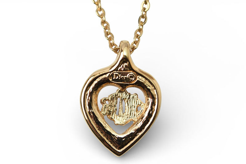 クリスチャンディオール ネックレス/イヤリングセット ヴィンテージ Christian Dior ディオール ペンダント アクセサリー ラインストーン ゴールド【中古】