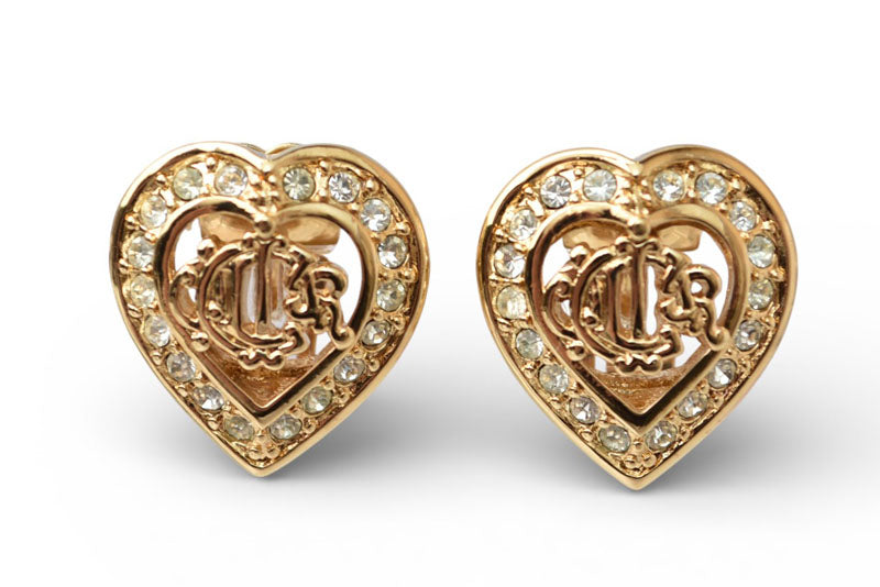 クリスチャンディオール ネックレス/イヤリングセット ヴィンテージ Christian Dior ディオール ペンダント アクセサリー ラインストーン ゴールド【中古】