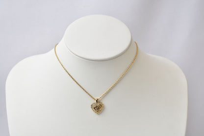 クリスチャンディオール ネックレス ヴィンテージ Christian Dior ロゴ/ハート ゴールド【中古】