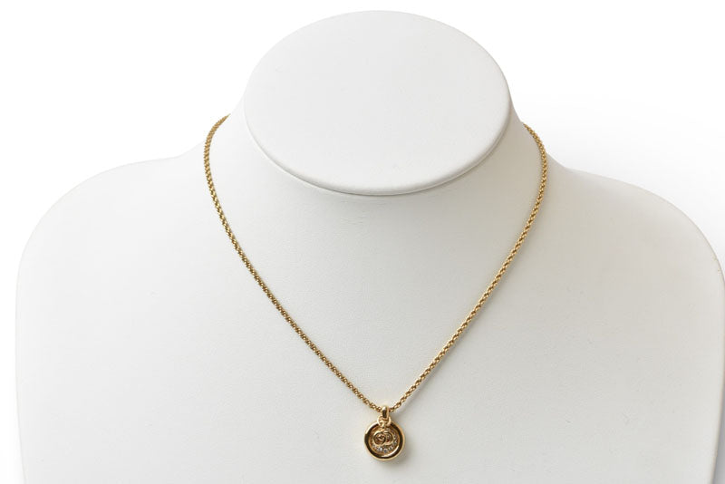 クリスチャンディオール ネックレス ヴィンテージ Christian Dior ロゴ/サークル ラインストーン ゴールド【中古】
