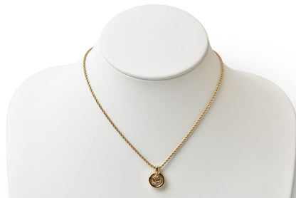 クリスチャンディオール ネックレス ヴィンテージ Christian Dior ロゴ/サークル ラインストーン ゴールド【中古】