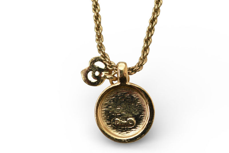 クリスチャンディオール ネックレス ヴィンテージ Christian Dior ロゴ/サークル ラインストーン ゴールド【中古】