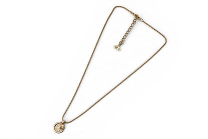 クリスチャンディオール ネックレス ヴィンテージ Christian Dior ロゴ/サークル ラインストーン ゴールド【中古】