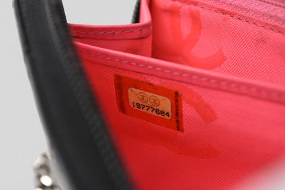 シャネル 財布 CHANEL カンボンライン ラウンドファスナー式/長財布 ブラック/ブラック【中古】