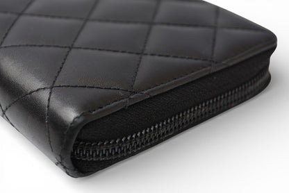 シャネル 財布 CHANEL カンボンライン ラウンドファスナー式/長財布 ブラック/ブラック【中古】
