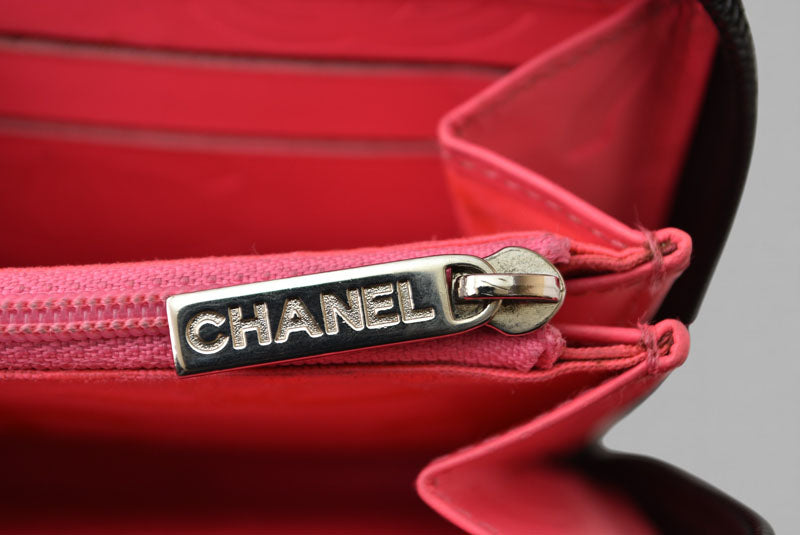 シャネル 財布 CHANEL カンボンライン ラウンドファスナー式/長財布 ブラック/ブラック【中古】