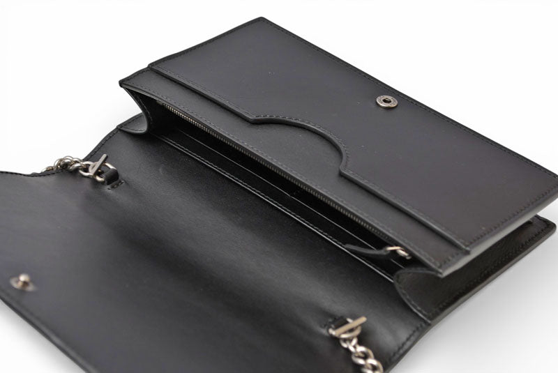 グッチ ショルダーバッグ/クラッチバッグ/チェーンウォレット 2way GUCCI エンボスロゴ/ブラック 421850【中古】