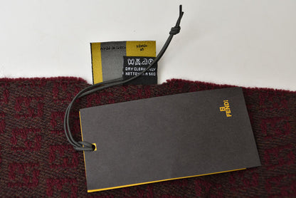 フェンディ マフラー FENDI ウインタースカーフ ウール100％ FFロゴ バーガンディ【中古】