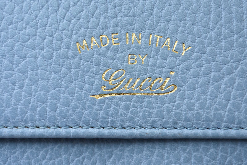 グッチ 財布 GUCCI 二つ折り/長財布 グッチスイング レザー ブルー 354496【中古】