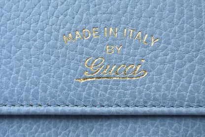 グッチ 財布 GUCCI 二つ折り/長財布 グッチスイング レザー ブルー 354496【中古】