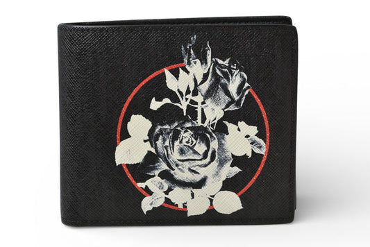 ディオールオム 財布/二つ折り Dior Homme 折財布 レザー ローズ/ブラック 2RDBC027XXS【中古】