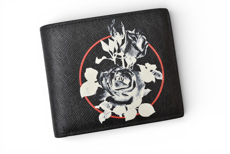 ディオールオム 財布/二つ折り Dior Homme 折財布 レザー ローズ/ブラック 2RDBC027XXS【中古】