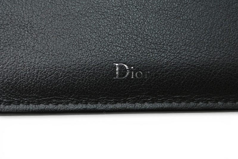 ディオールオム 財布/二つ折り Dior Homme 折財布 レザー ローズ/ブラック 2RDBC027XXS【中古】