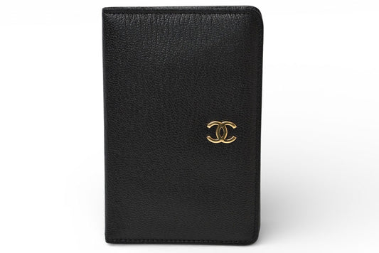 シャネル カードケース/アドレス帳カバー CHANEL ヴィンテージ ココマーク レザー ブラック【中古】