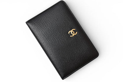 シャネル カードケース/アドレス帳カバー CHANEL ヴィンテージ ココマーク レザー ブラック【中古】