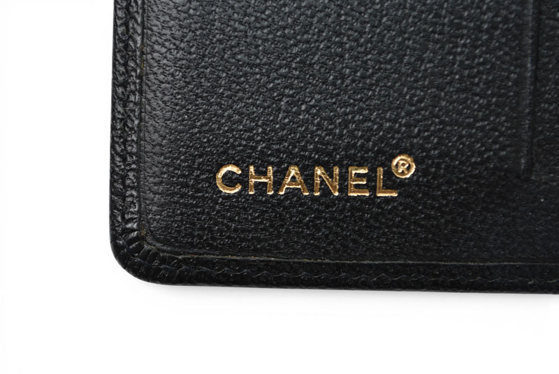 シャネル カードケース/アドレス帳カバー CHANEL ヴィンテージ ココマーク レザー ブラック【中古】