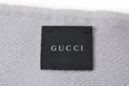 グッチ マフラー GUCCI ウインタースカーフ ウール100% GG柄/ライトシルバー【中古】
