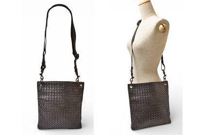 ボッテガヴェネタ ショルダーバッグ/メッセンジャーバッグ BOTTEGA VENETA クロスボディ イントレチャートVN ダークブラウン 172726【中古】